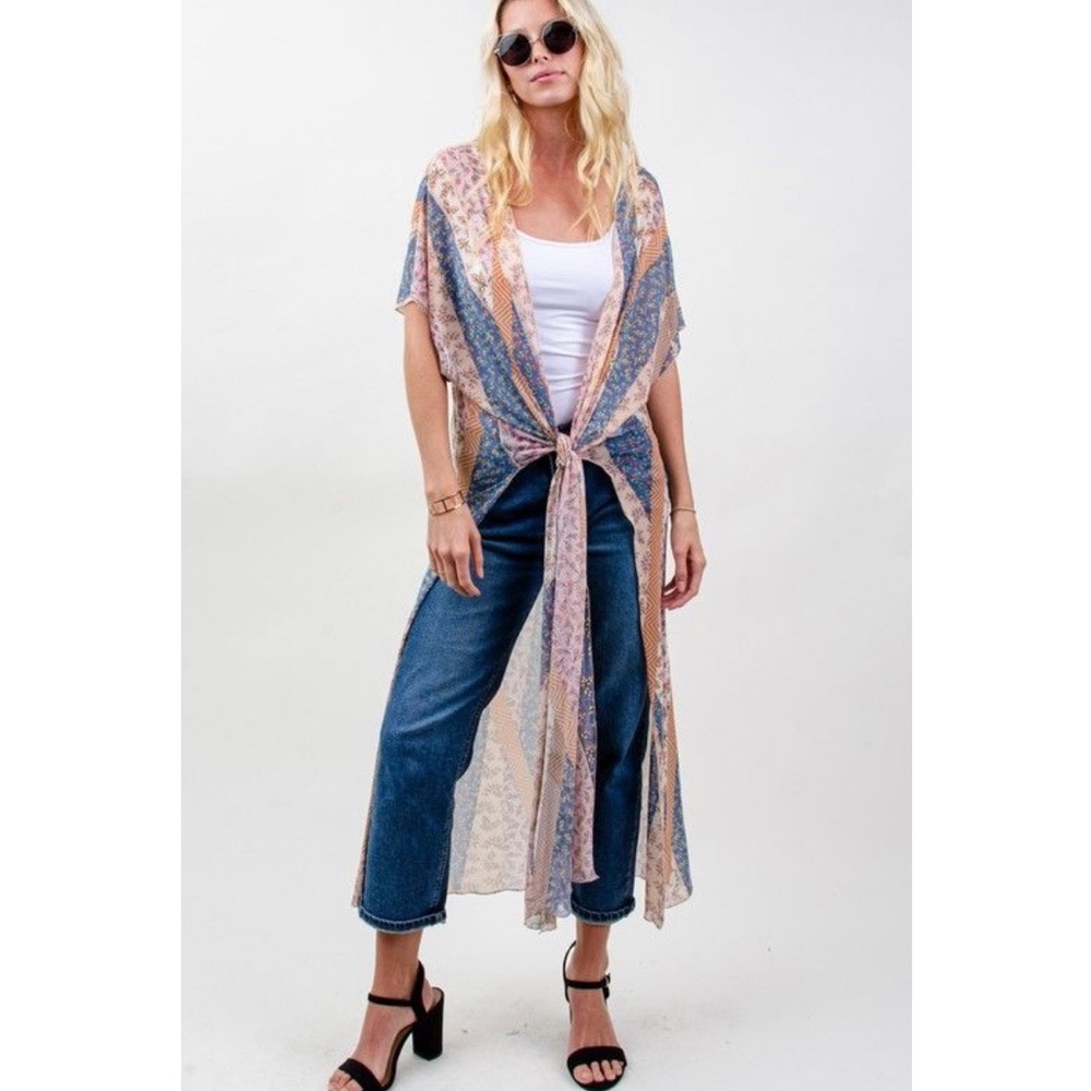 Floral Geometric Kimono Top